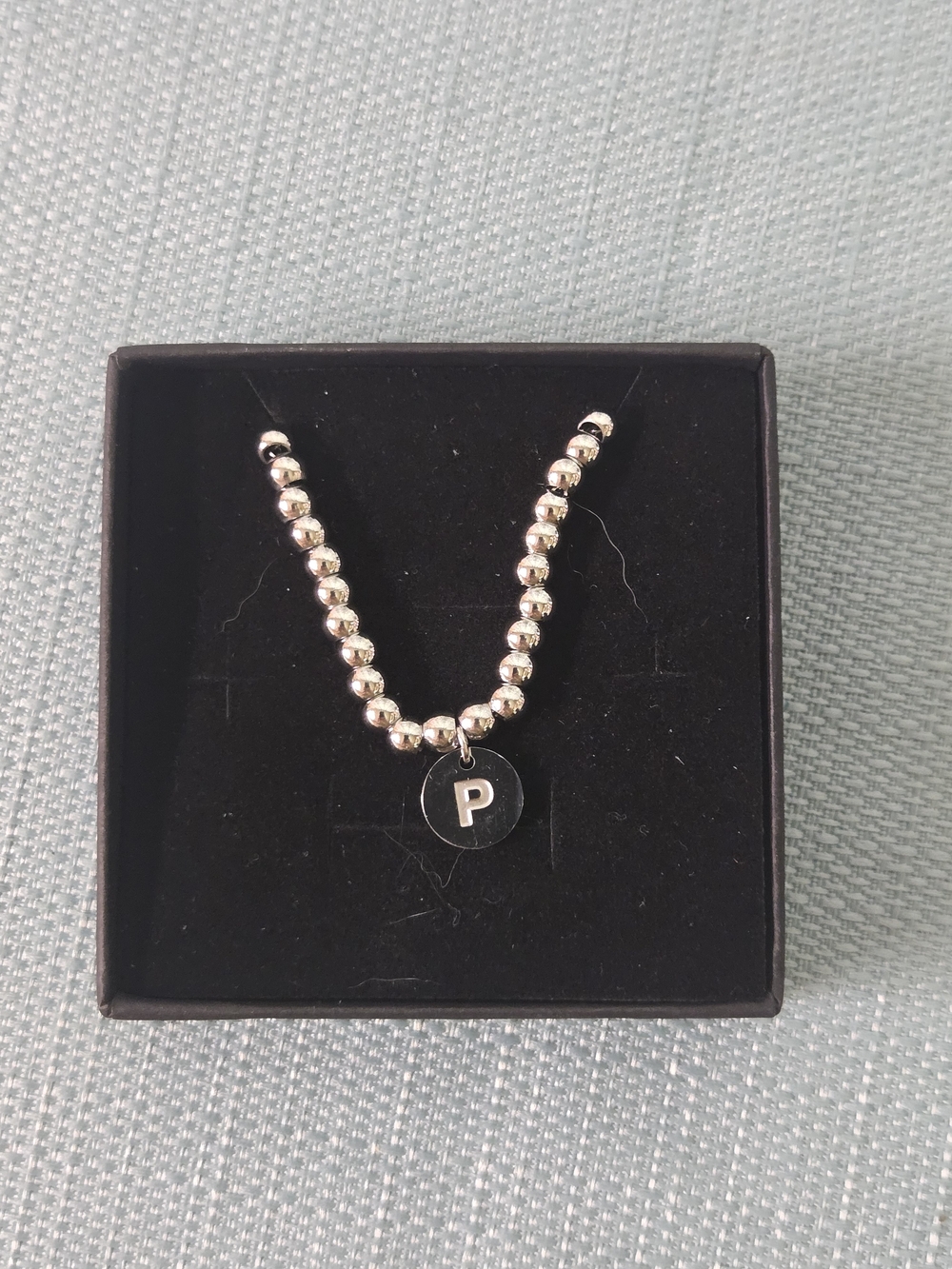 Silver Beaded Initial 'P' Necklace - 18k Gold Plated